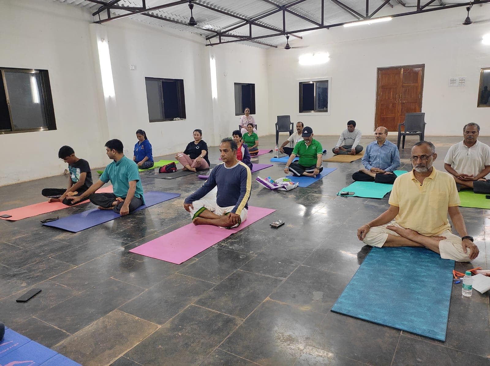 People practicing Padmanaath Yog at our center
